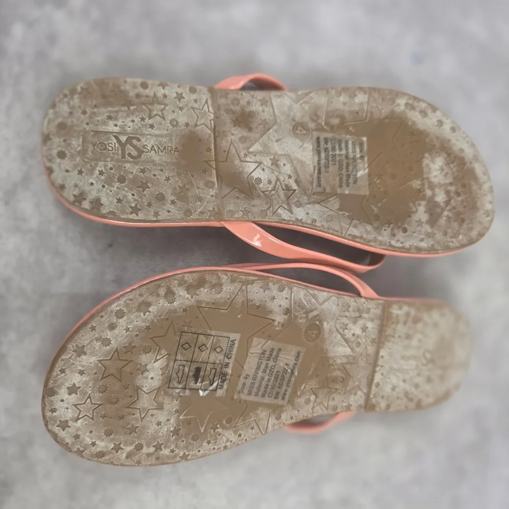 Yosi Samra Miss Rivington Flip Flops Peach Patent Sandals Girls Size 4M KDSP22-1
